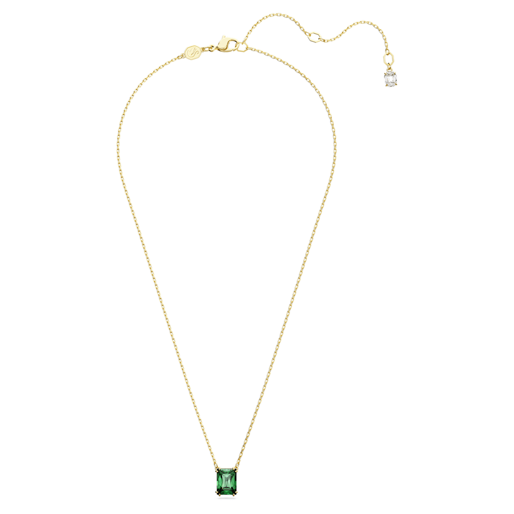 Matrix pendant Rectangular cut, Green, Gold-tone plated - Shukha Online Store