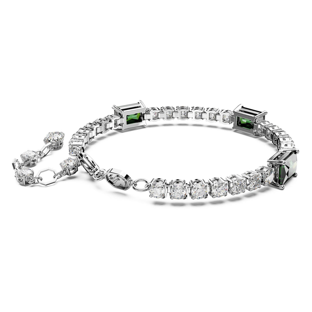 Matrix Tennis bracelet Mixed cuts, Green, Rhodium plated - Shukha Online Store