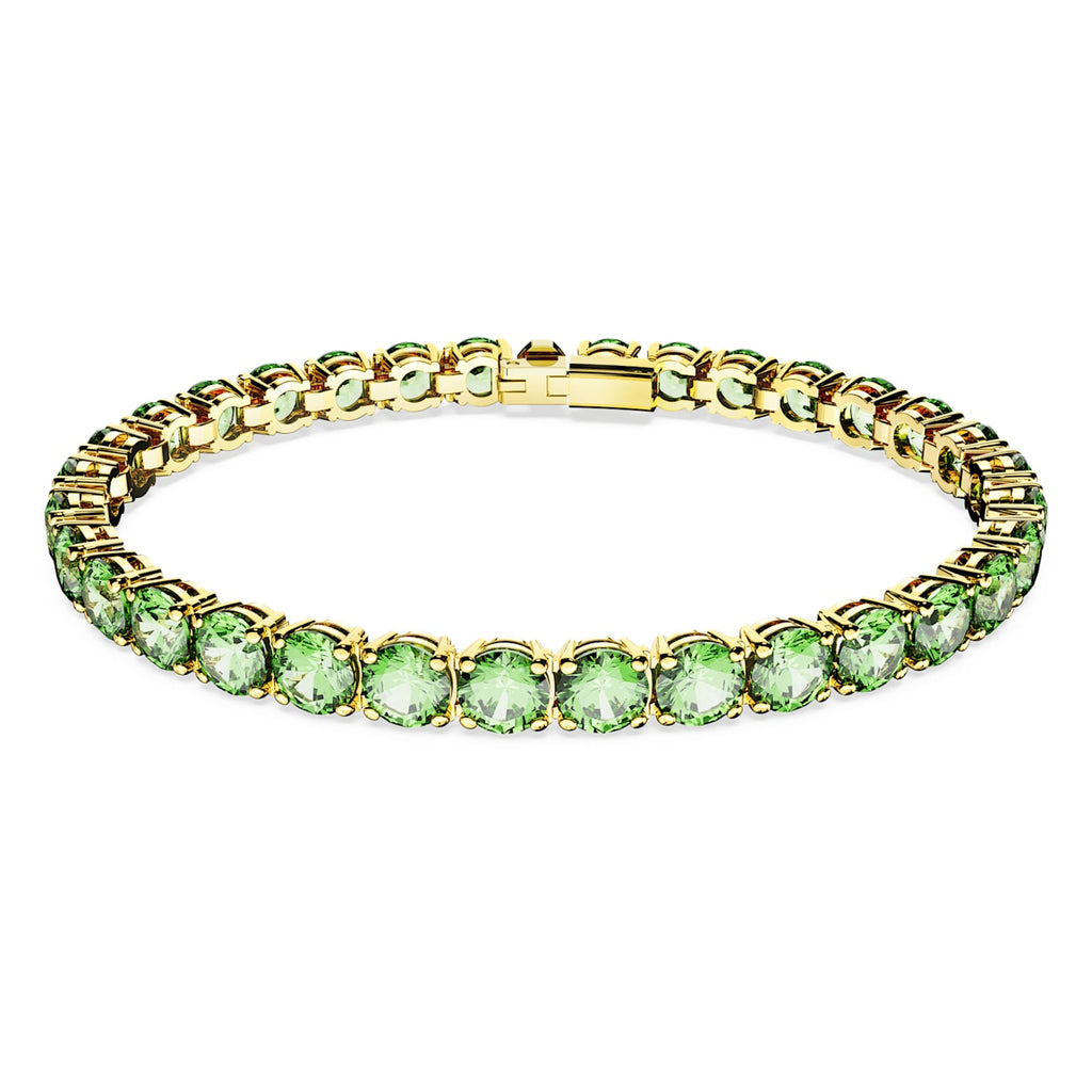 Matrix Tennis bracelet Round cut, Medium, Green, Gold-tone plated - Shukha Online Store