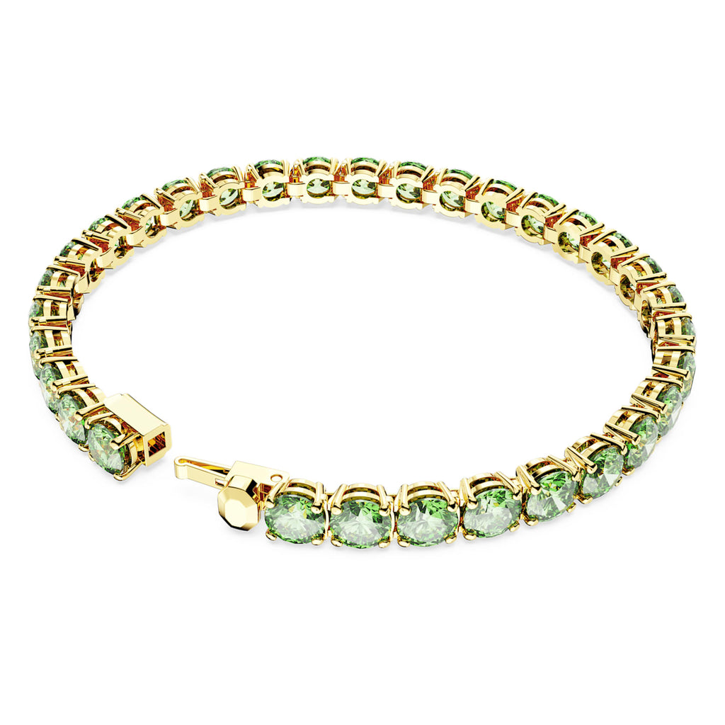 Matrix Tennis bracelet Round cut, Medium, Green, Gold-tone plated - Shukha Online Store