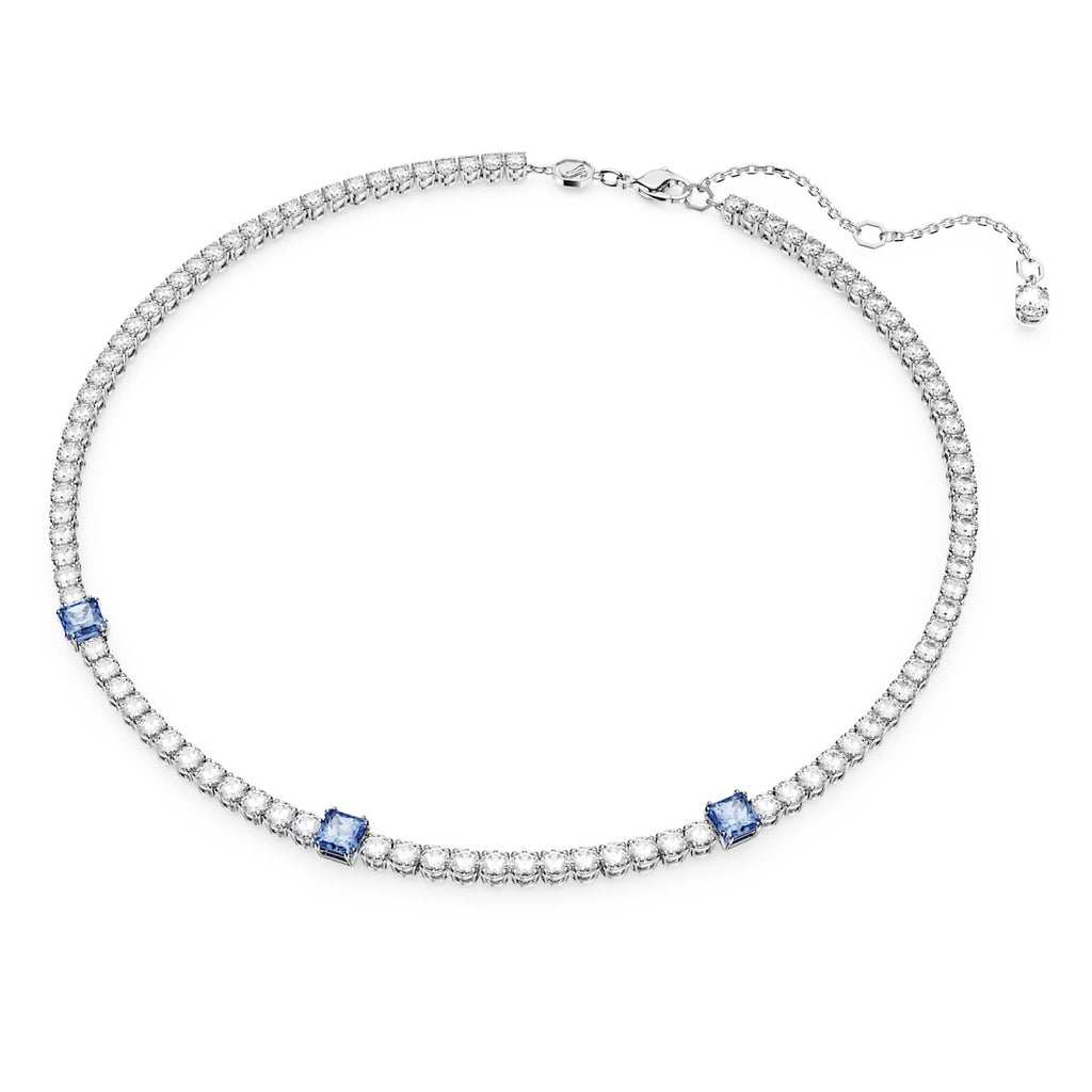 Matrix Tennis necklace Mixed cuts, Blue, Rhodium plated - Shukha Online Store