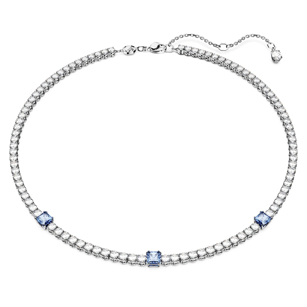 Matrix Tennis necklace Mixed cuts, Blue, Rhodium plated - Shukha Online Store