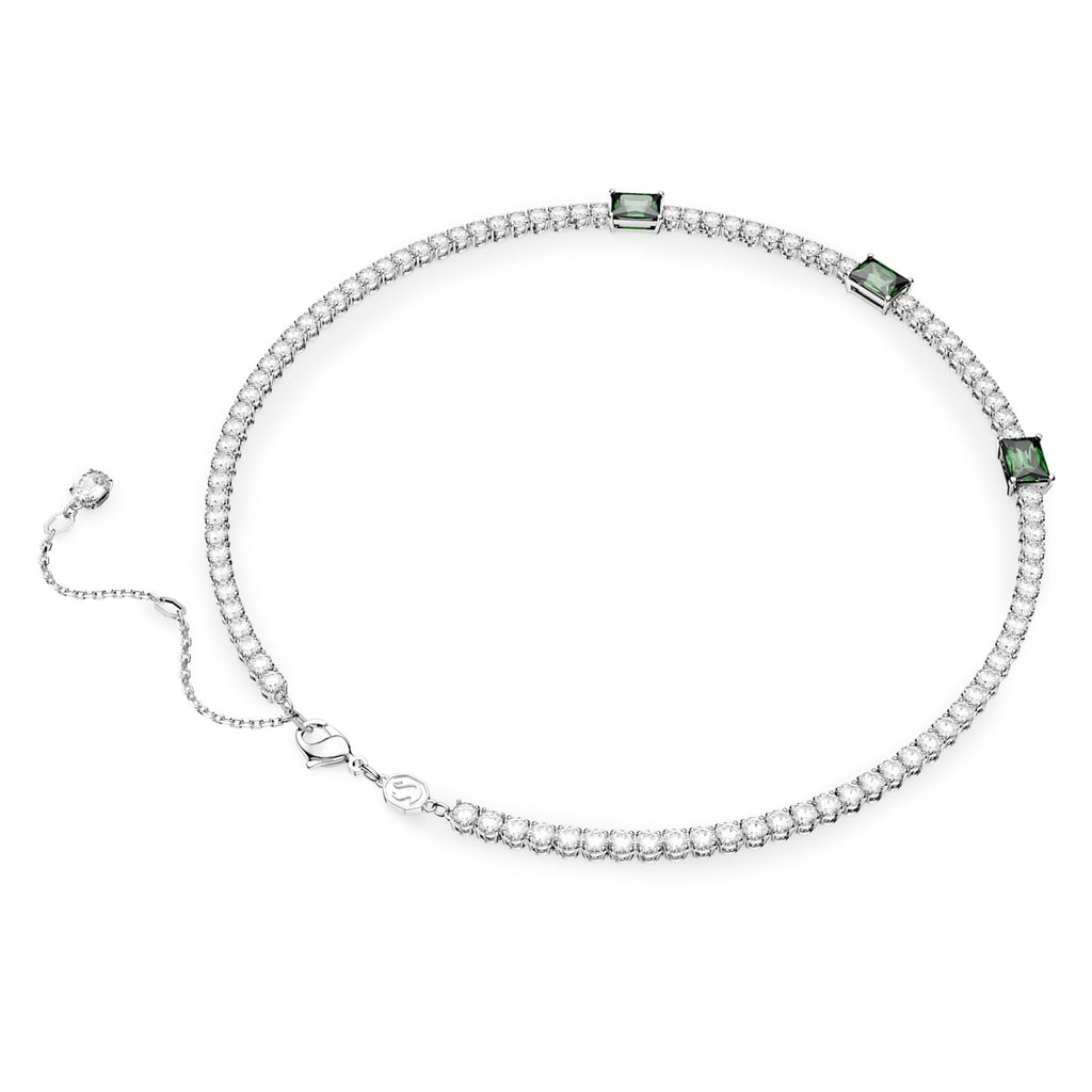 Matrix Tennis necklace Mixed cuts, Green, Rhodium plated - Shukha Online Store