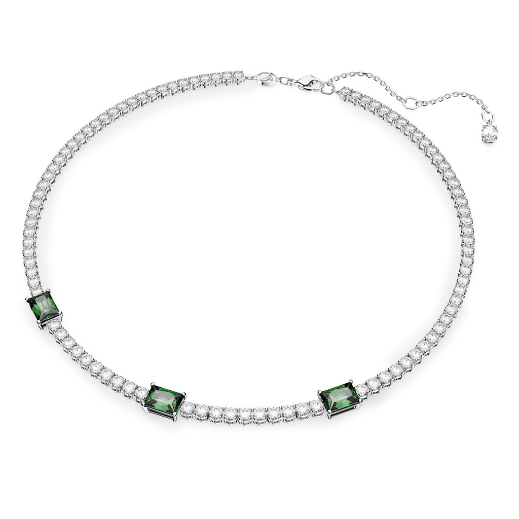 Matrix Tennis necklace Mixed cuts, Green, Rhodium plated - Shukha Online Store