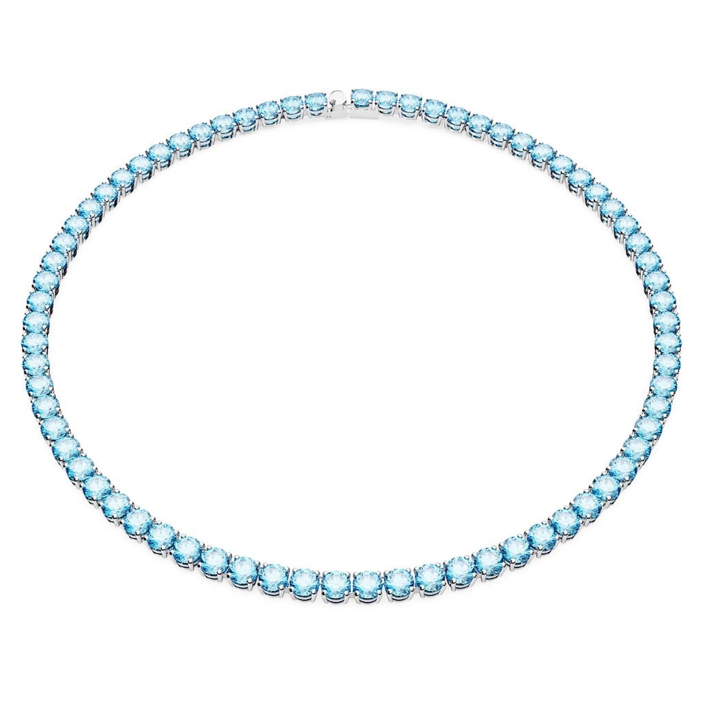 Matrix Tennis necklace Round cut, Medium, Blue, Rhodium plated - Shukha Online Store