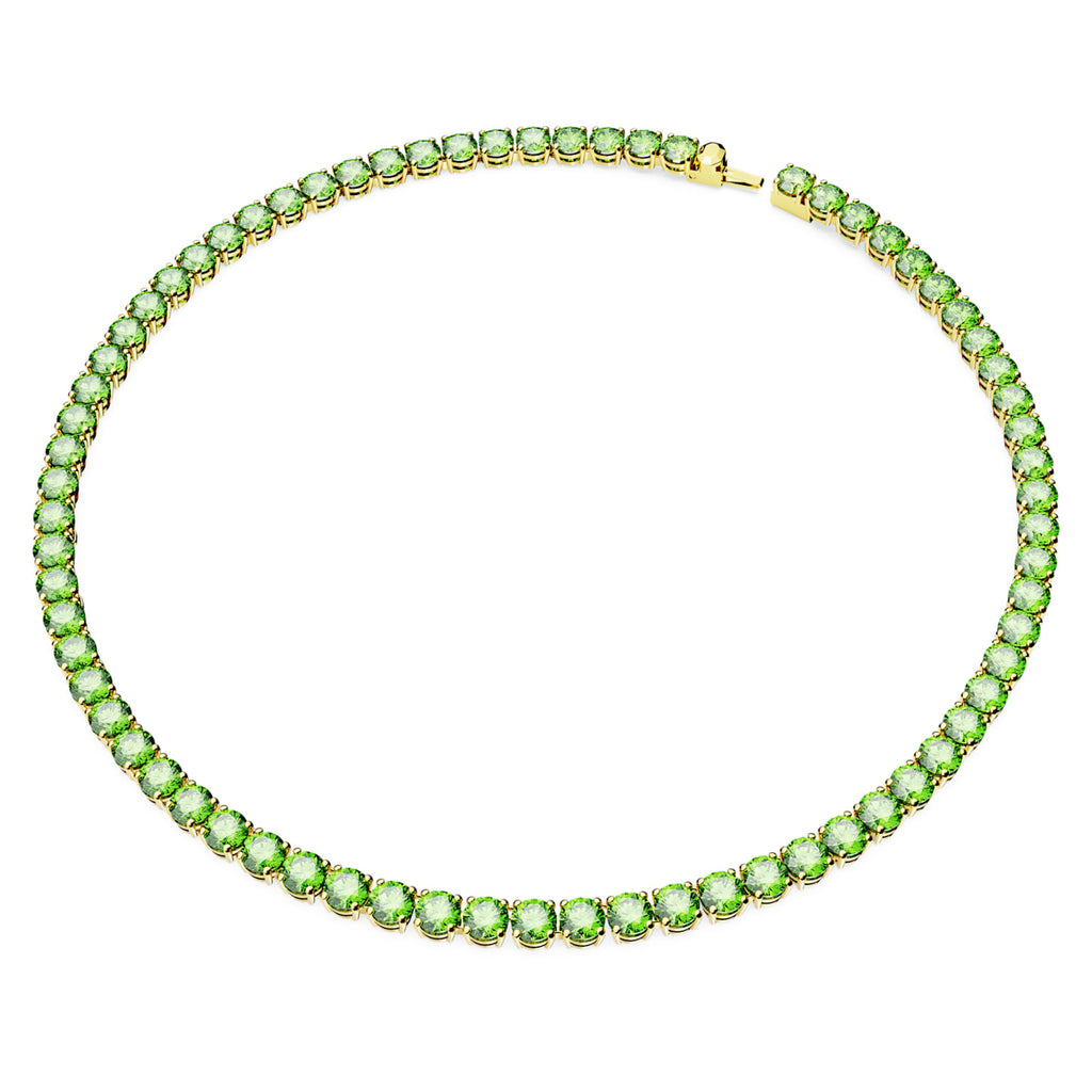 Matrix Tennis necklace Round cut, Medium, Green, Gold-tone plated - Shukha Online Store