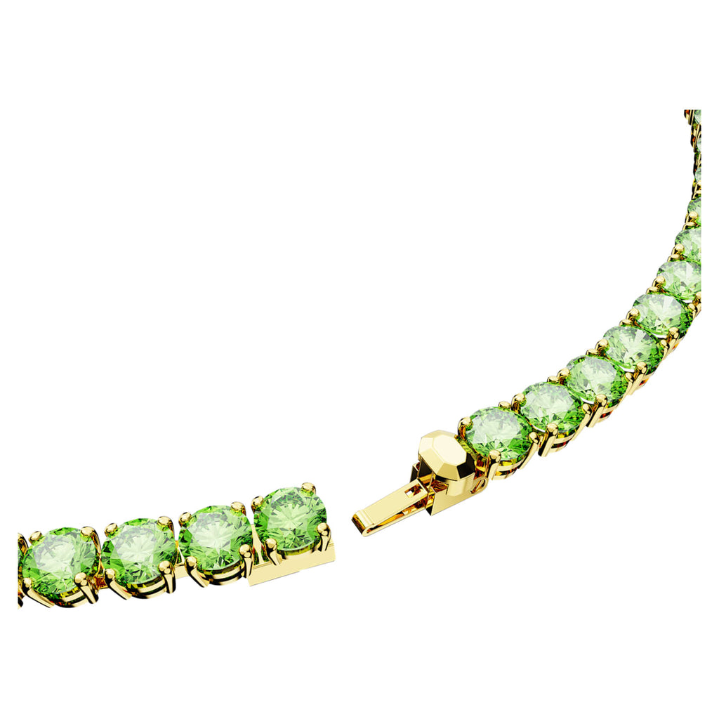 Matrix Tennis necklace Round cut, Medium, Green, Gold-tone plated - Shukha Online Store