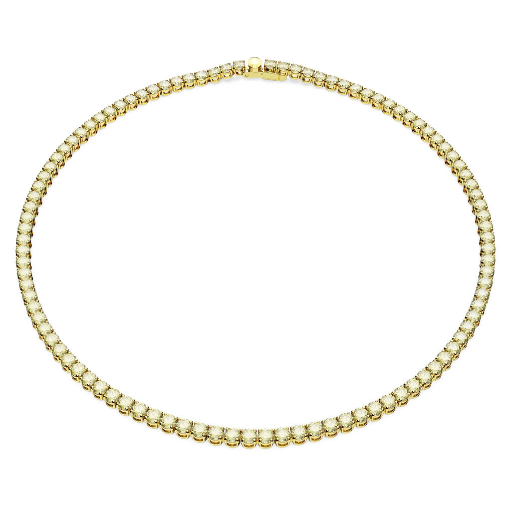 Matrix Tennis necklace Round cut, Yellow, Gold-tone plated - Shukha Online Store