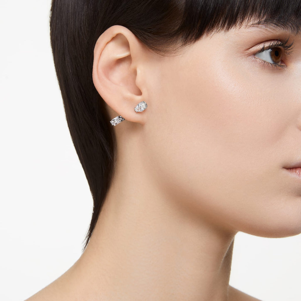 Mesmera bar earrings Mixed cuts, White, Rhodium plated - Shukha Online Store