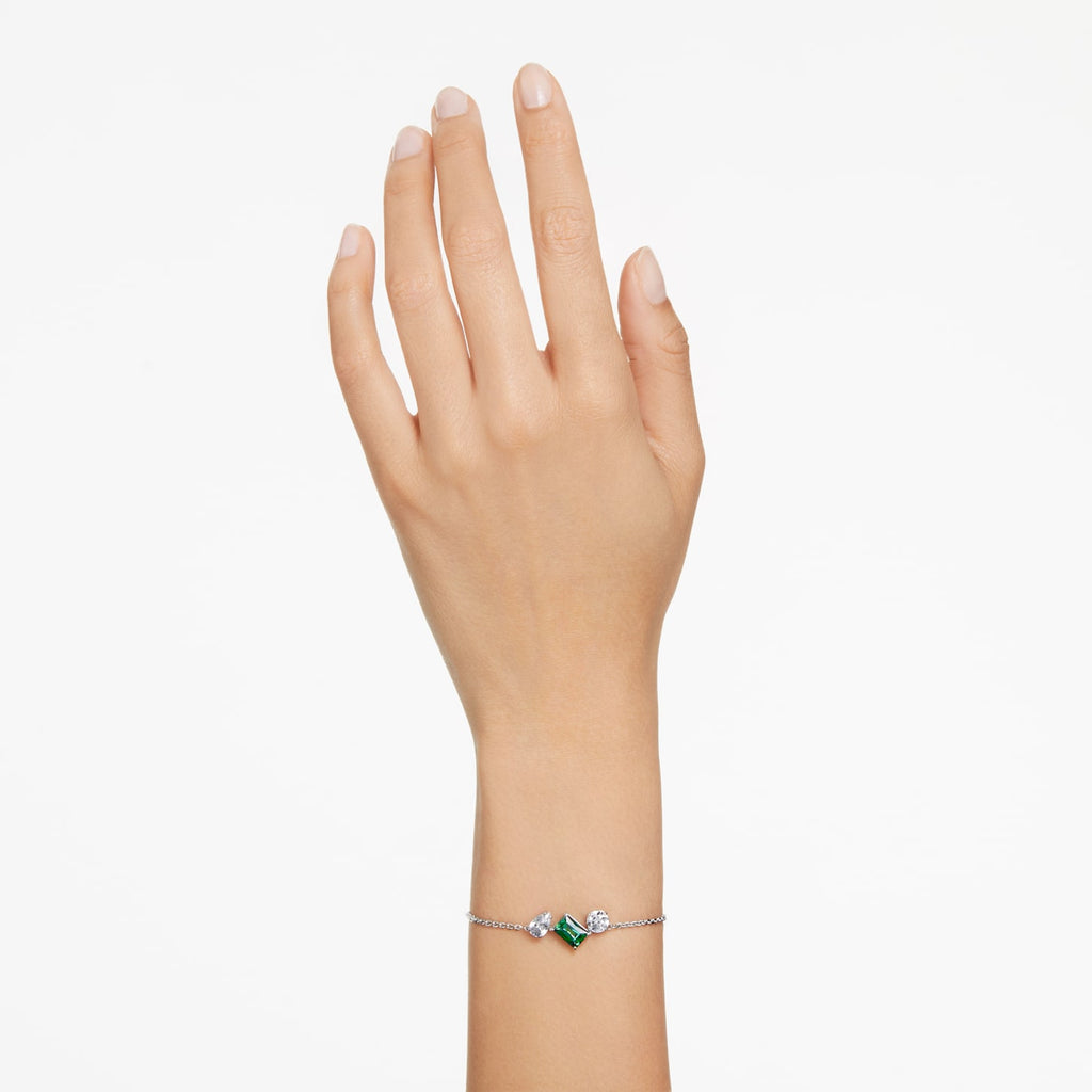 Mesmera bracelet Mixed cuts, Green, Rhodium plated - Shukha Online Store