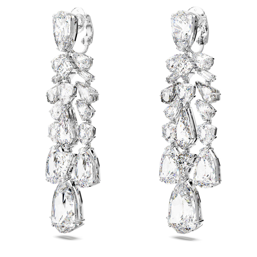 Mesmera clip earrings Mixed cuts, Chandelier, White, Rhodium plated - Shukha Online Store