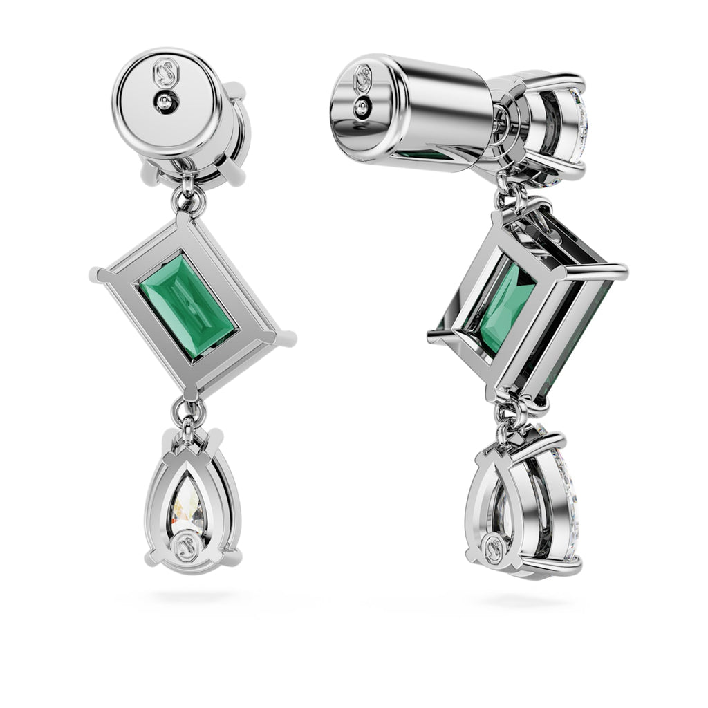 Mesmera drop earrings Mixed cuts, Green, Rhodium plated - Shukha Online Store