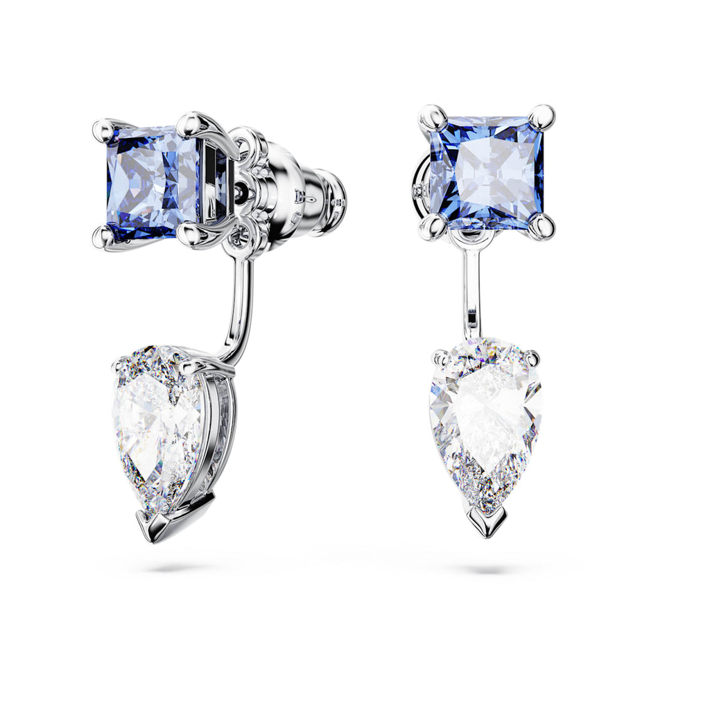 Mesmera earring jackets Mixed cuts, Detachable, Blue, Rhodium plated - Shukha Online Store