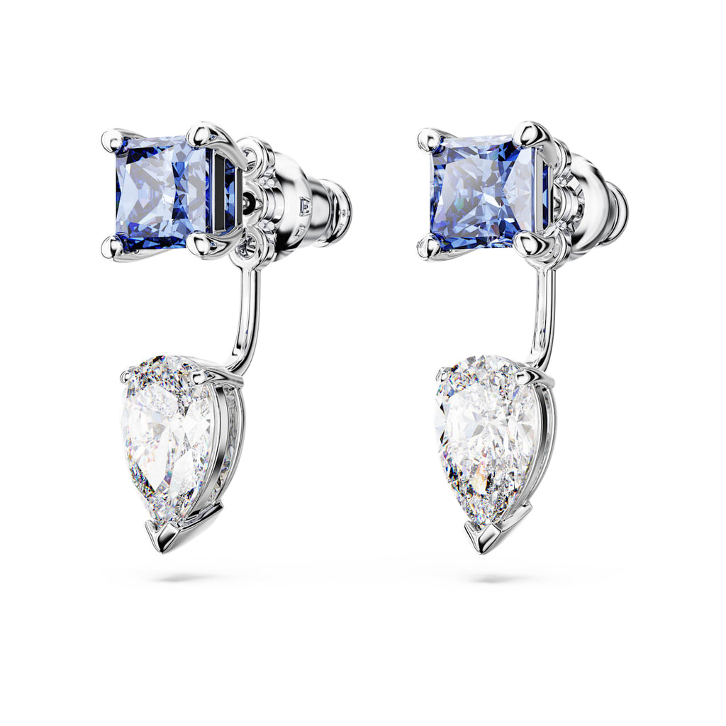 Mesmera earring jackets Mixed cuts, Detachable, Blue, Rhodium plated - Shukha Online Store