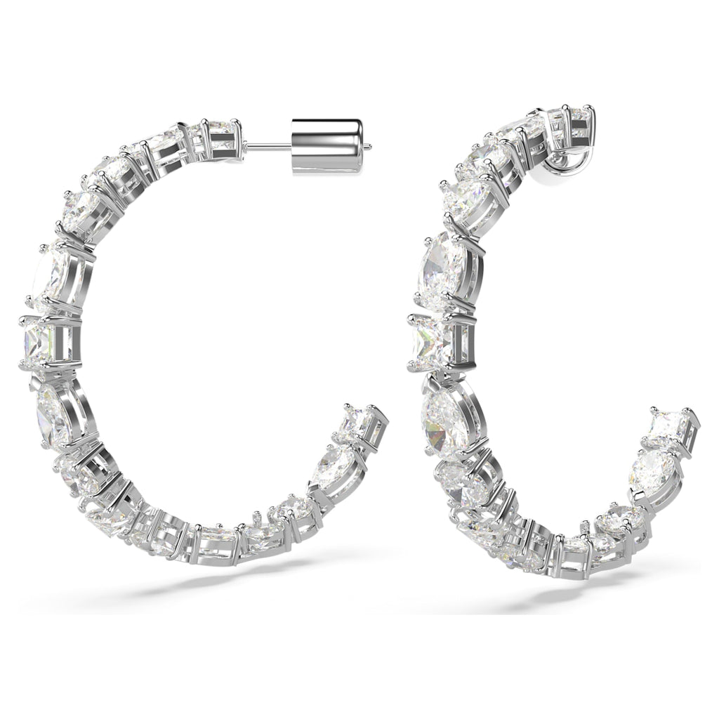 Mesmera hoop earrings Mixed cuts, White, Rhodium plated - Shukha Online Store