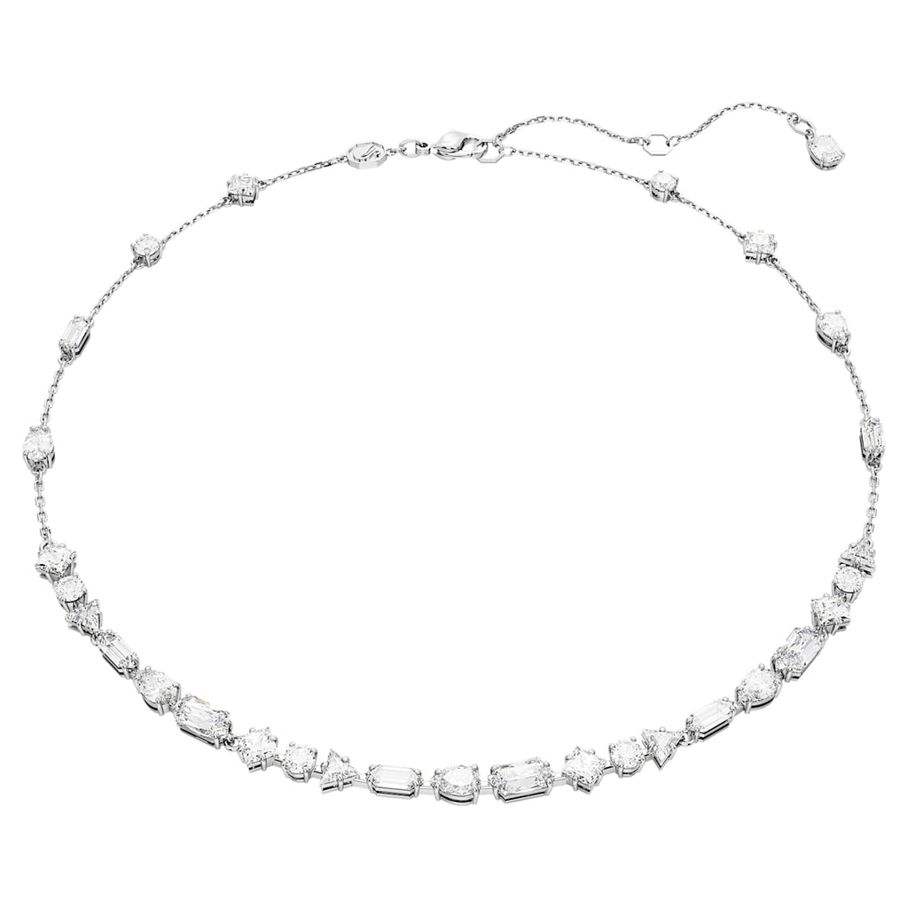 Mesmera necklace Mixed cuts, Scattered design, White, Rhodium plated - Shukha Online Store