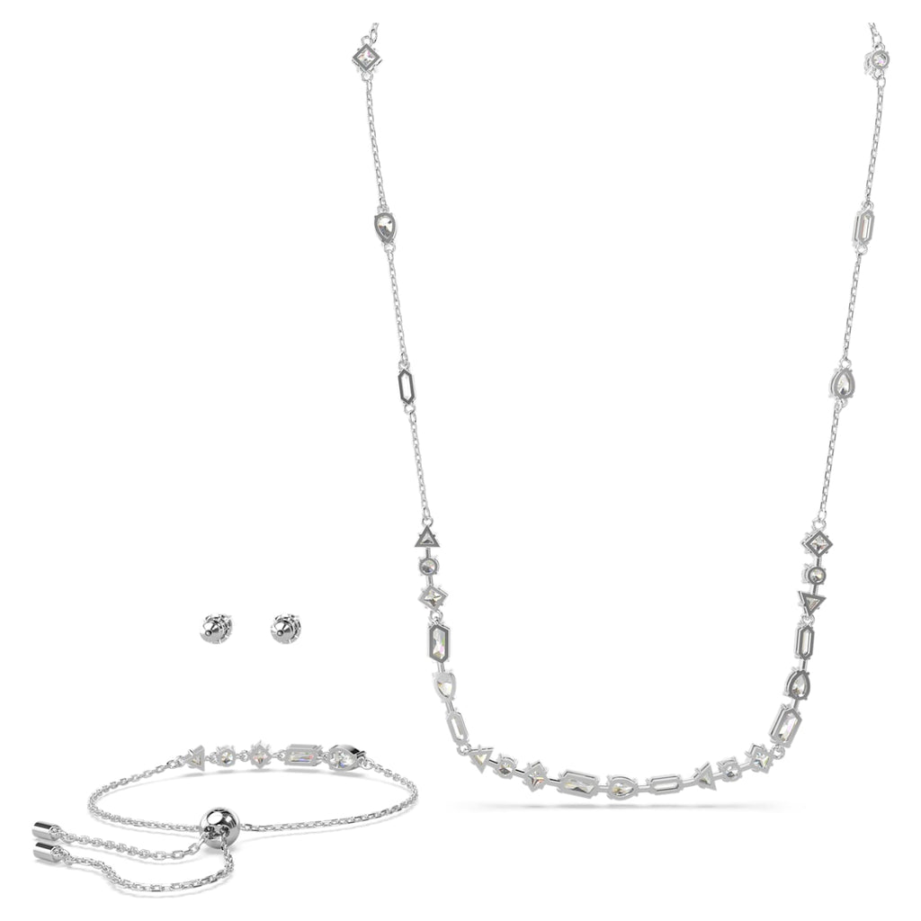 Mesmera set Mixed cuts, Scattered design, White, Rhodium plated - Shukha Online Store