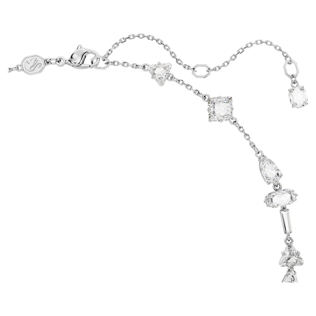 Mesmera Y necklace Mixed cuts, White, Rhodium plated - Shukha Online Store