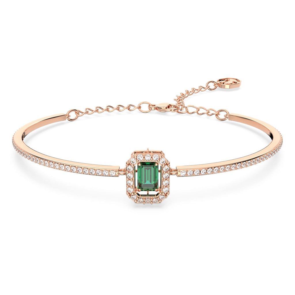 Millenia bangle Octagon cut, Pavé, Green, Rose gold-tone plated - Shukha Online Store