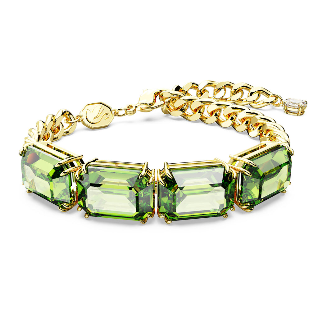 Millenia bracelet Octagon cut, Green, Gold-tone plated - Shukha Online Store