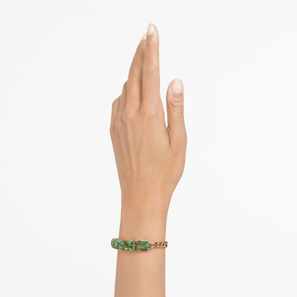 Millenia bracelet Octagon cut, Green, Gold-tone plated - Shukha Online Store