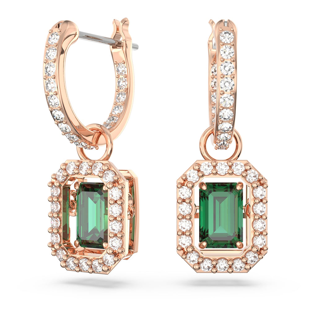 Millenia drop earrings Octagon cut, Green, Rose gold-tone plated - Shukha Online Store