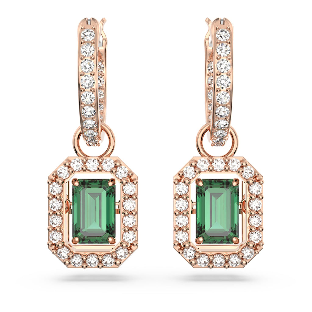 Millenia drop earrings Octagon cut, Green, Rose gold-tone plated - Shukha Online Store