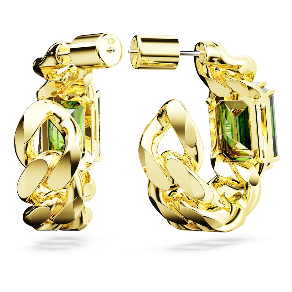 Millenia hoop earrings Octagon cut, Green, Gold-tone plated - Shukha Online Store