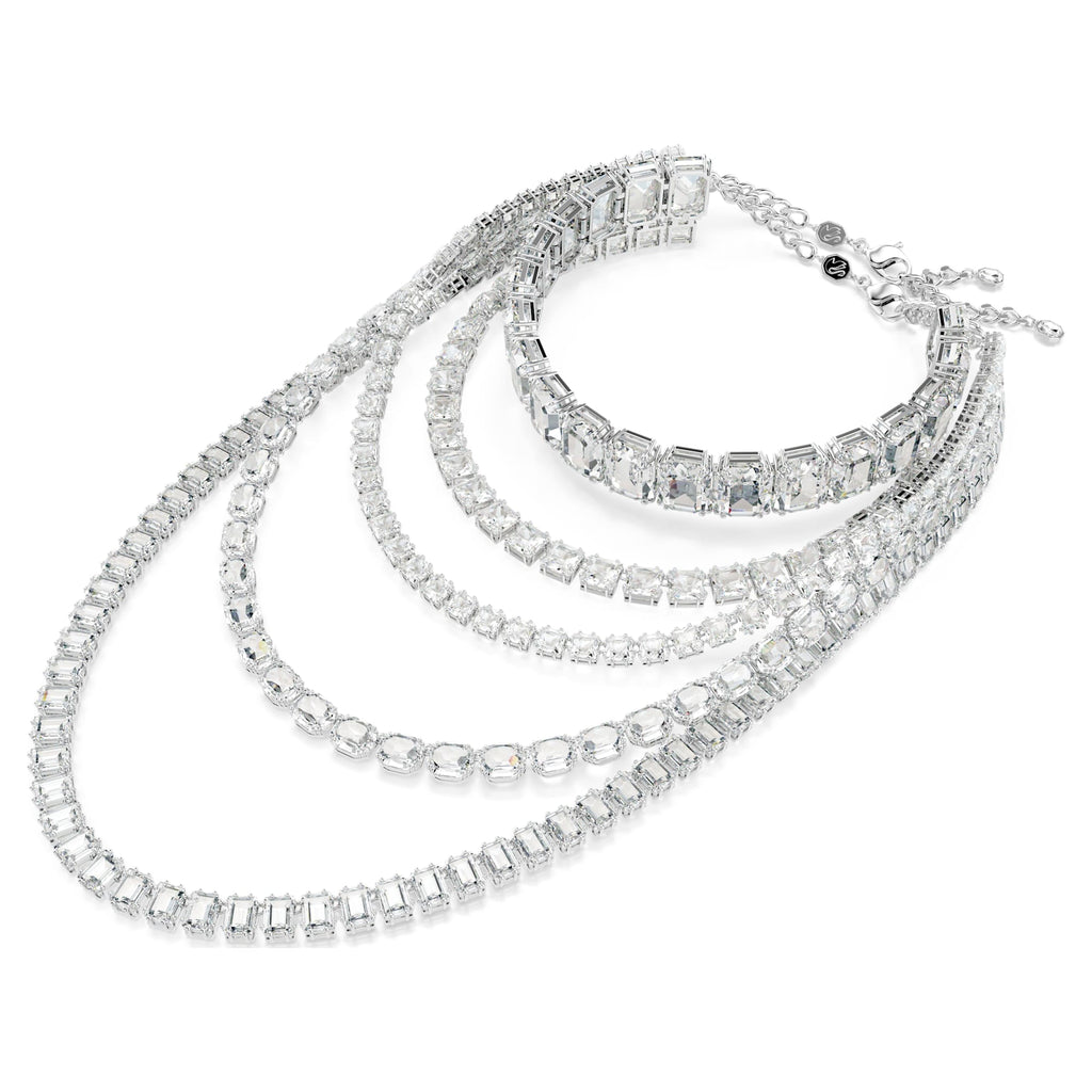 Millenia layered necklace Mixed cuts, White, Rhodium plated - Shukha Online Store
