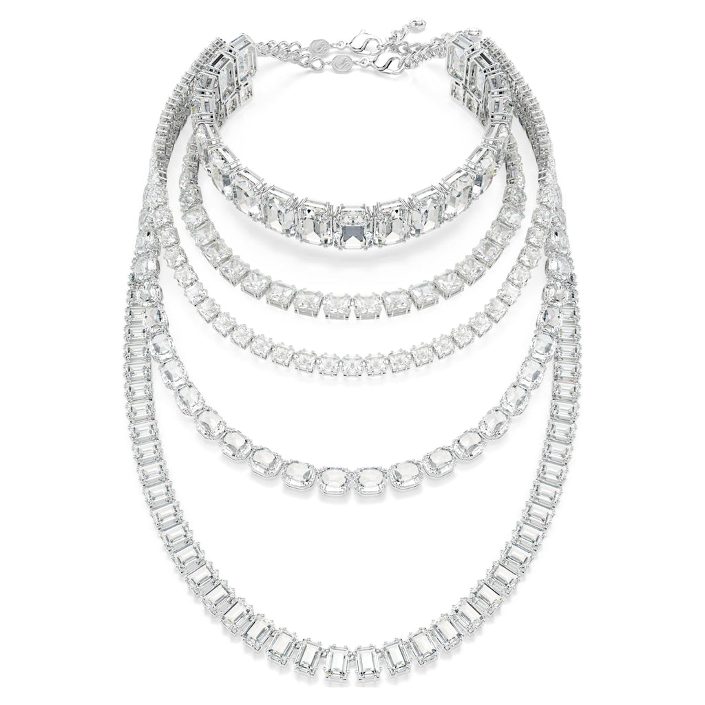 Millenia layered necklace Mixed cuts, White, Rhodium plated - Shukha Online Store