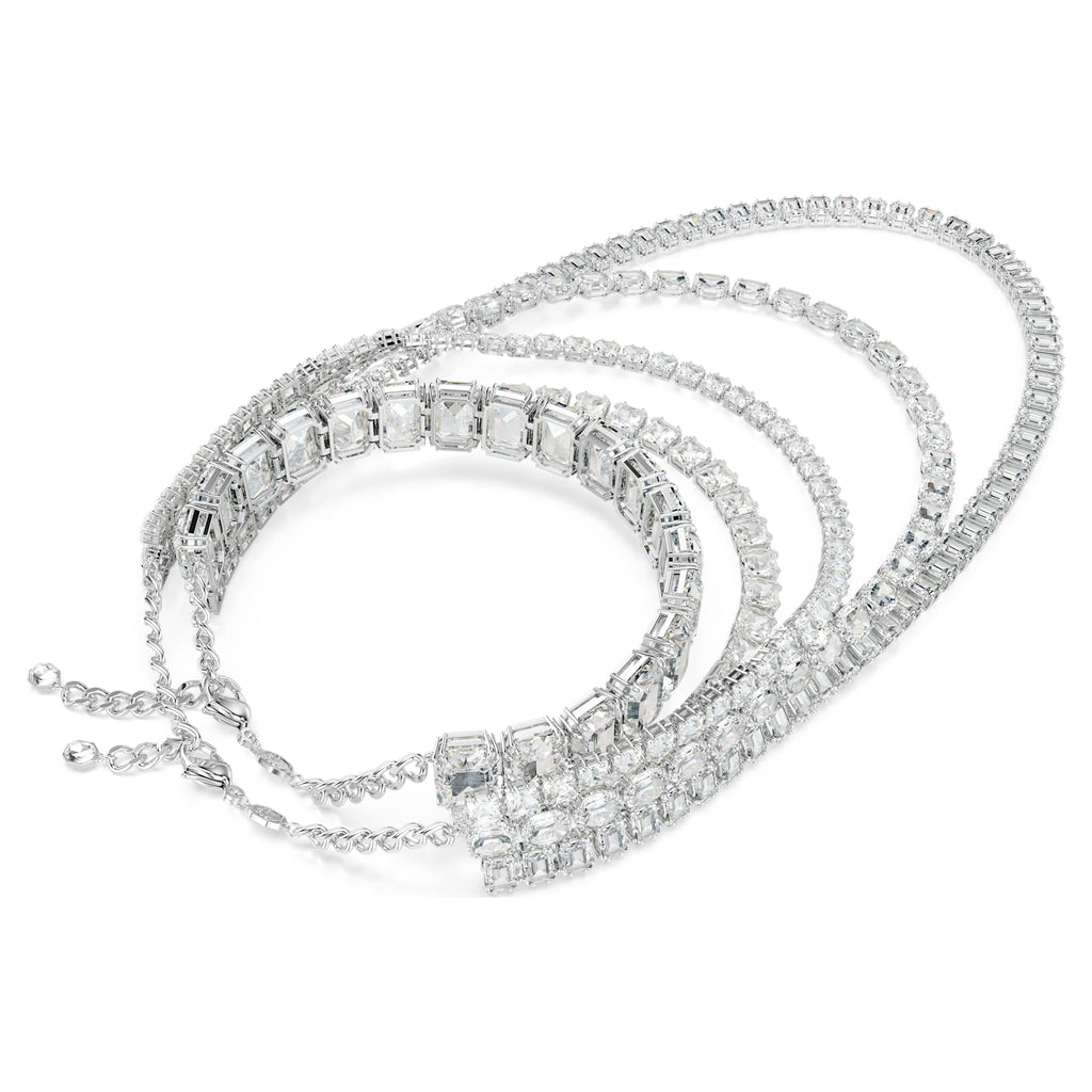 Millenia layered necklace Mixed cuts, White, Rhodium plated - Shukha Online Store