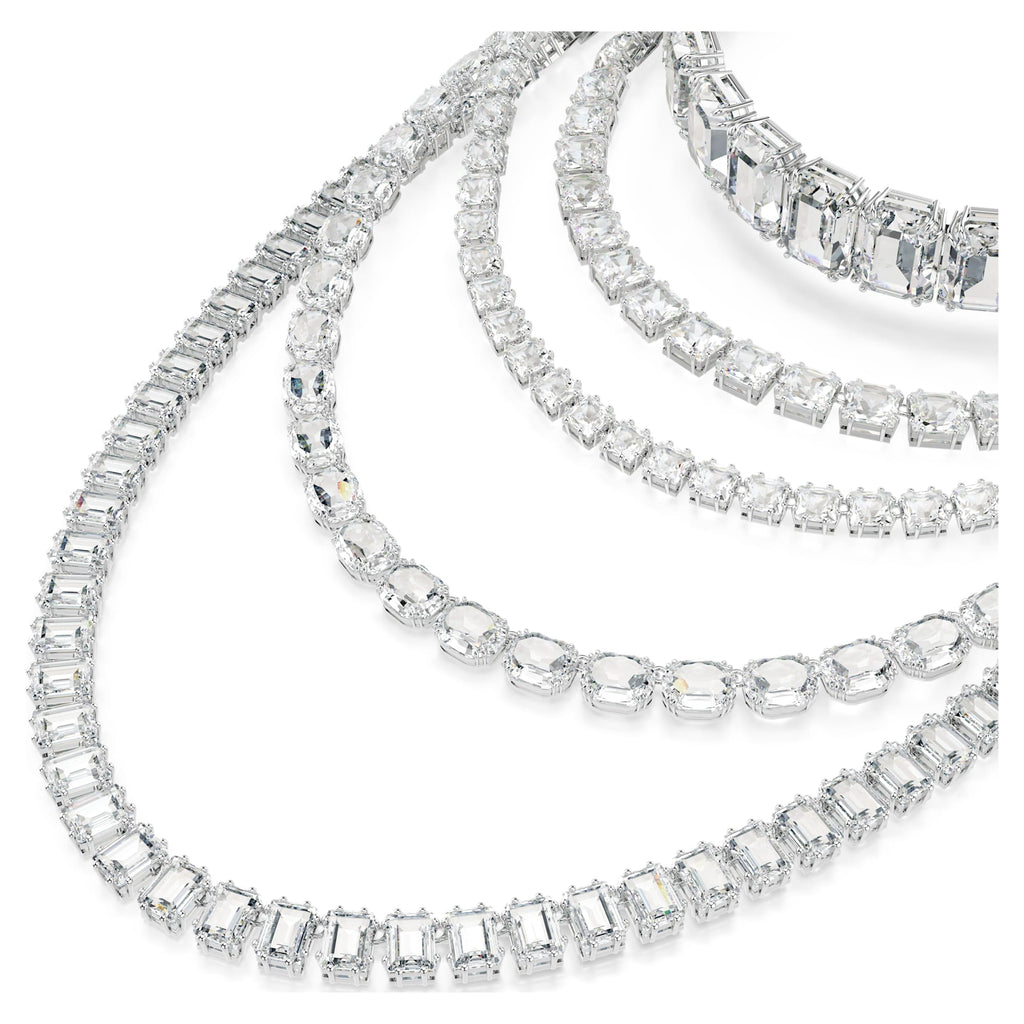 Millenia layered necklace Mixed cuts, White, Rhodium plated - Shukha Online Store