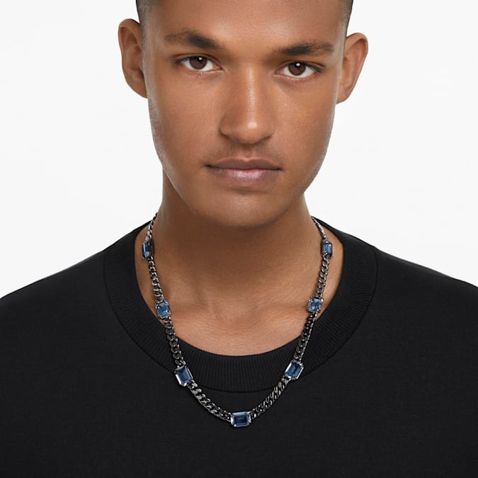 Millenia necklace Octagon cut, Blue, Ruthenium plated - Shukha Online Store