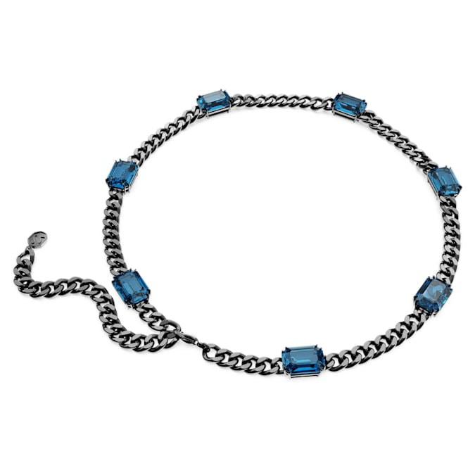 Millenia necklace Octagon cut, Blue, Ruthenium plated - Shukha Online Store