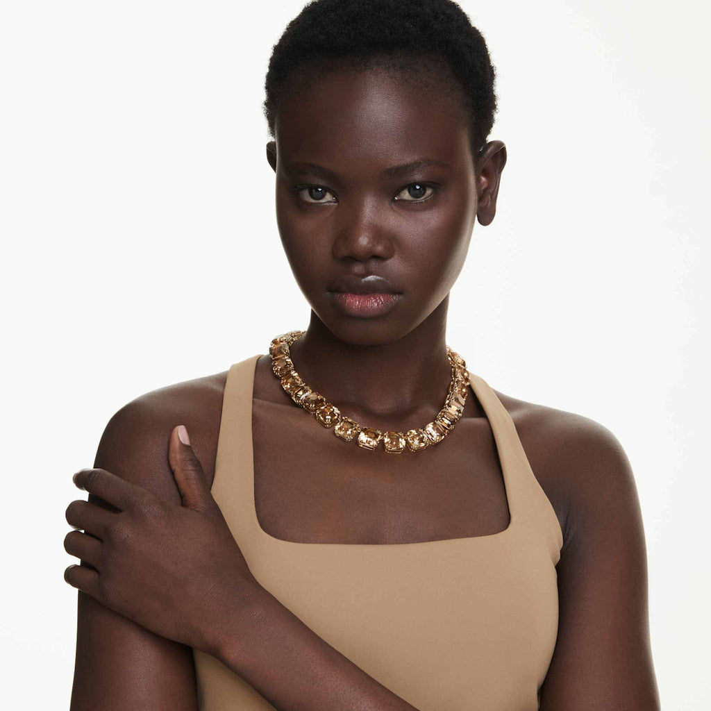 Millenia necklace Octagon cut, Caramel, Gold-tone plated - Shukha Online Store