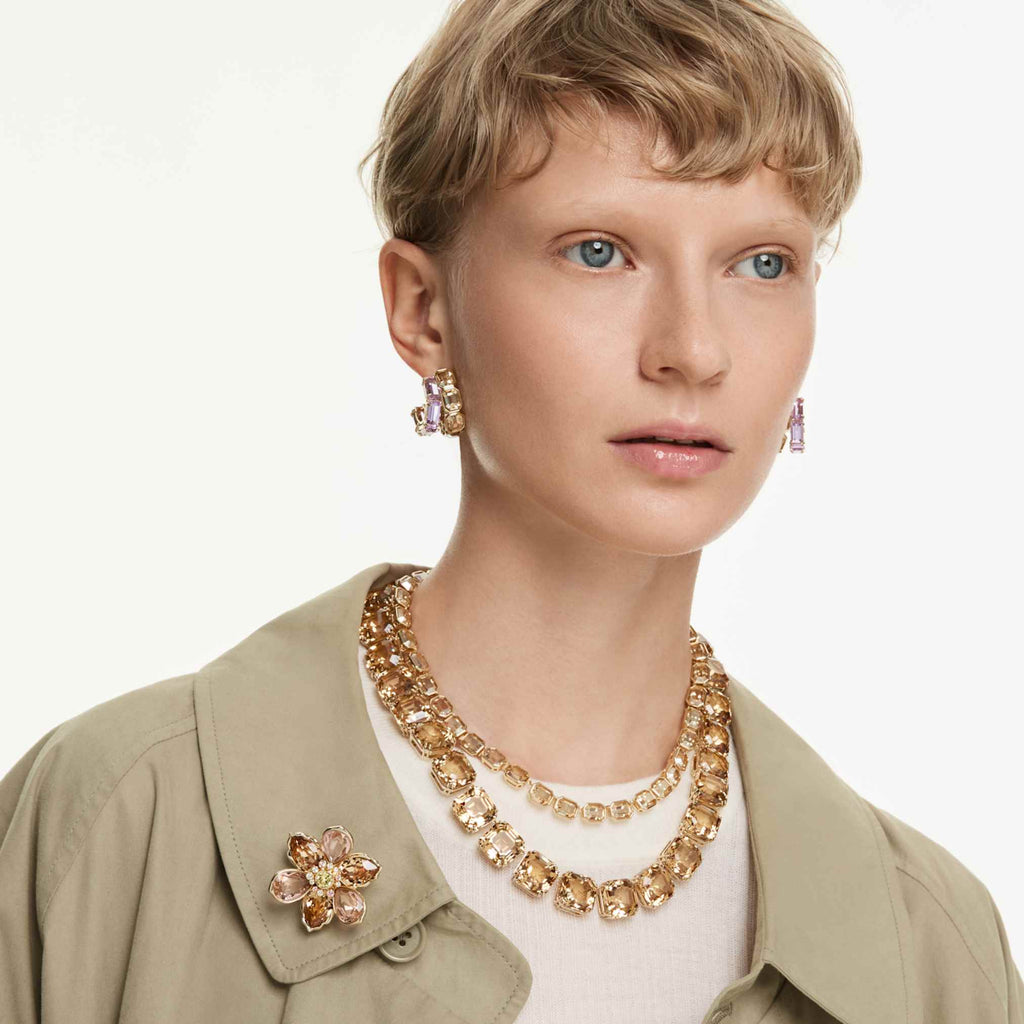 Millenia necklace Octagon cut, Caramel, Gold-tone plated - Shukha Online Store