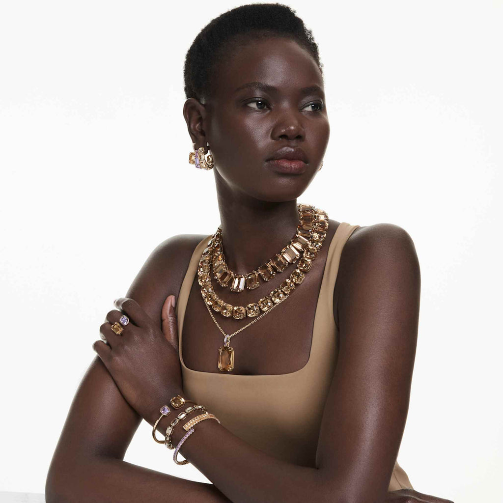 Millenia necklace Octagon cut, Caramel, Gold-tone plated - Shukha Online Store