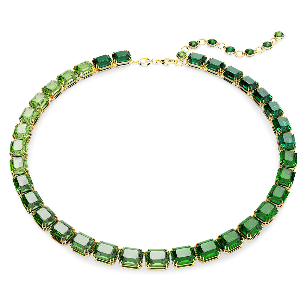 Millenia necklace Octagon cut, Color gradient, Green, Gold-tone plated - Shukha Online Store