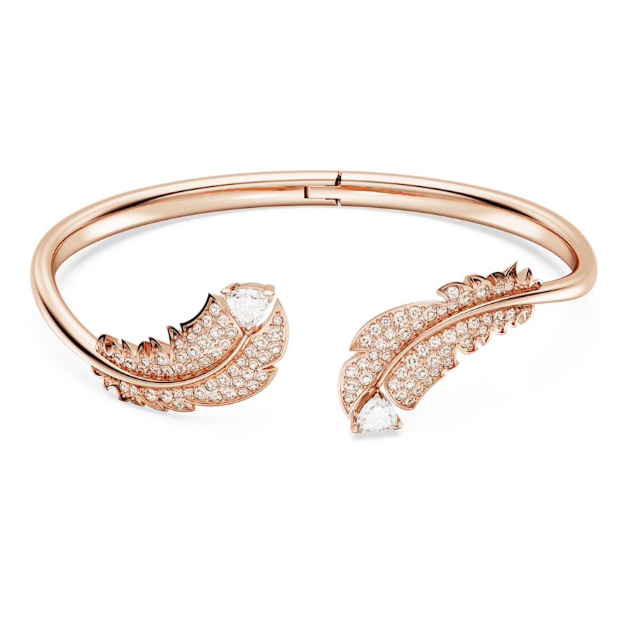 Nice bangle Feather, White, Rose gold-tone plated - Shukha Online Store