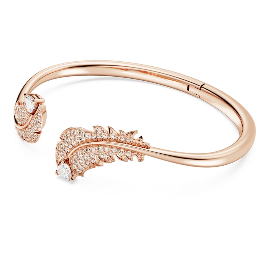 Nice bangle Feather, White, Rose gold-tone plated - Shukha Online Store