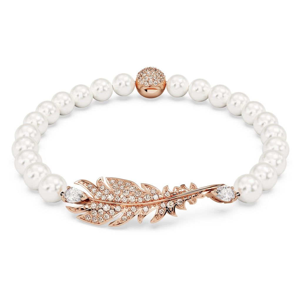 Nice bracelet Feather, White, Rose gold-tone plated - Shukha Online Store