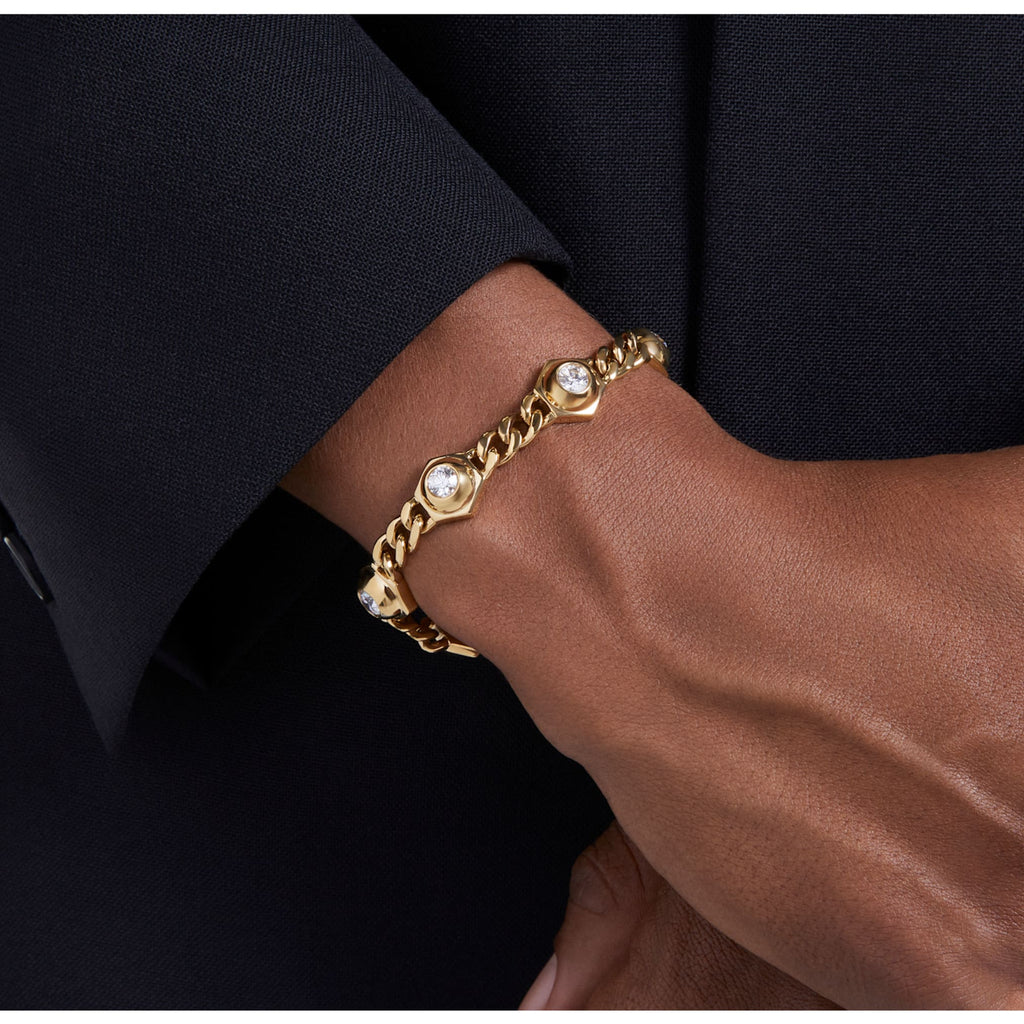 Numina bracelet Round cut, White, Gold-tone plated - Shukha Online Store
