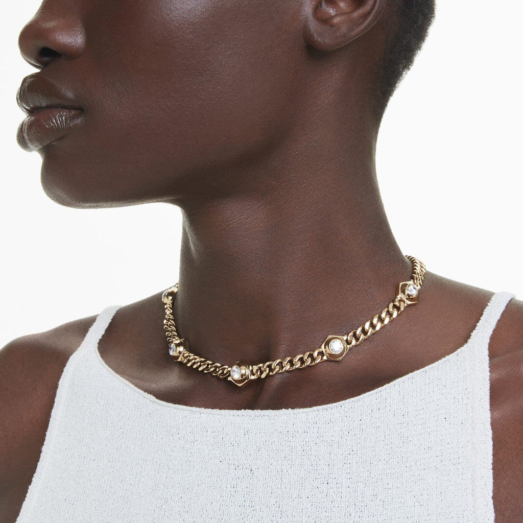 Numina necklace Round cut, White, Gold-tone plated - Shukha Online Store