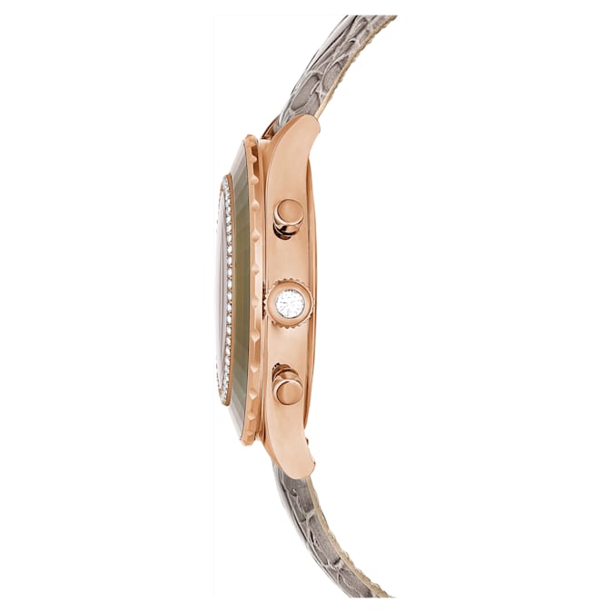 Octea Chrono watch Swiss Made, Leather strap, Gray, Rose gold-tone finish - Shukha Online Store