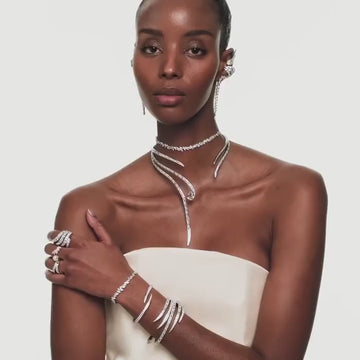 Vienna necklace, Mixed cuts, White, Rhodium plated - Swarovski, 5749067 – product video 1