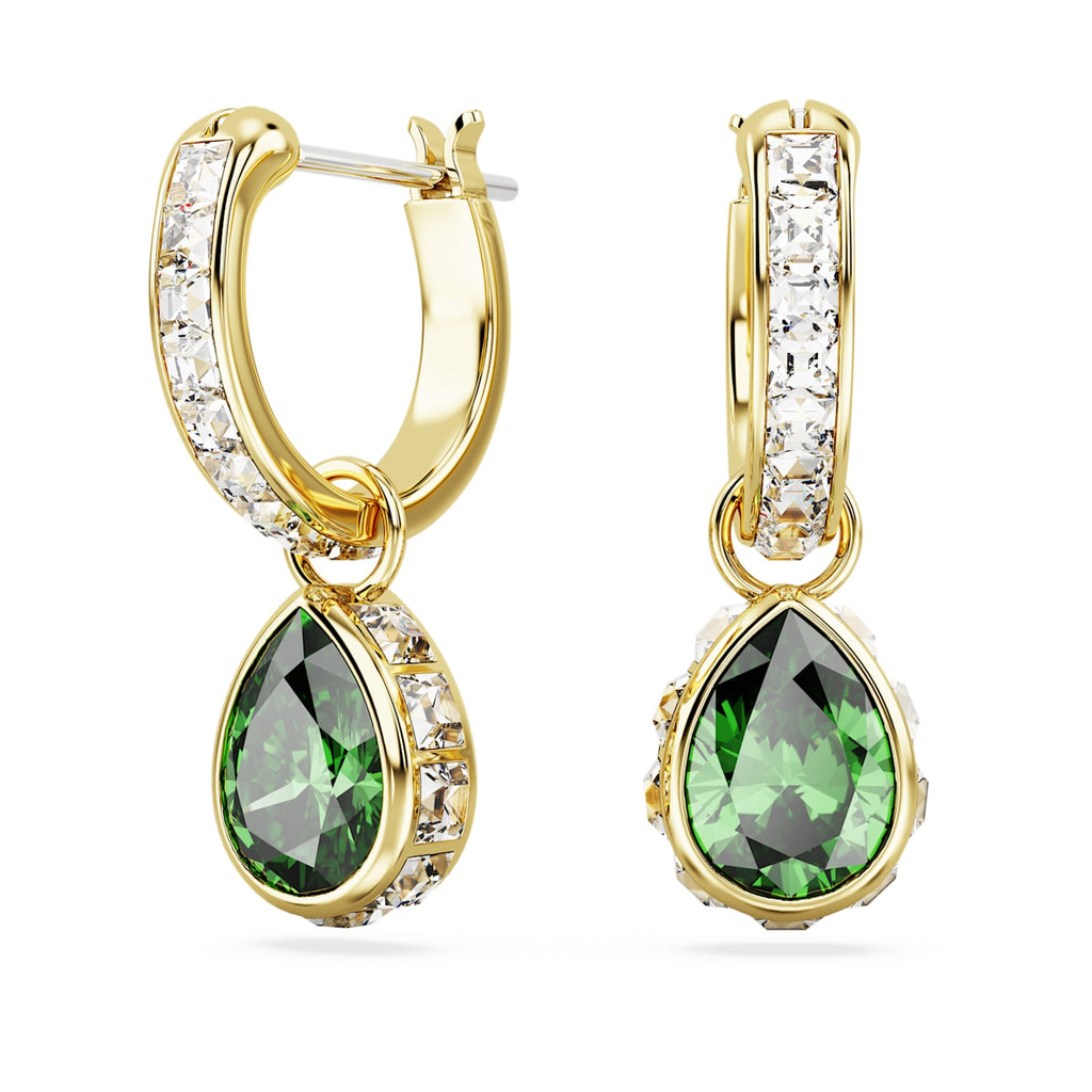 Stilla drop earrings Pear cut, Green, Gold-tone plated - Shukha Online Store