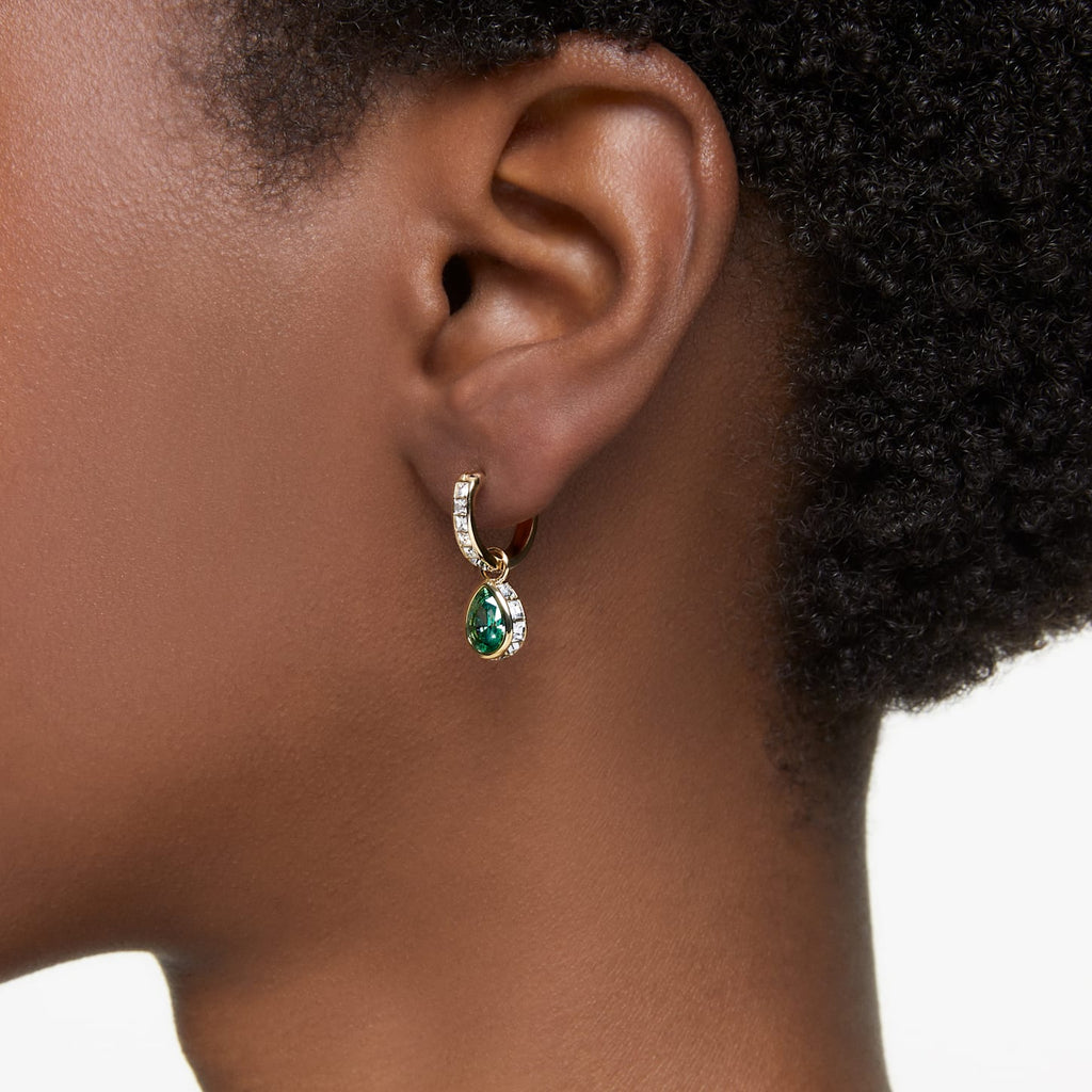 Stilla drop earrings Pear cut, Green, Gold-tone plated - Shukha Online Store