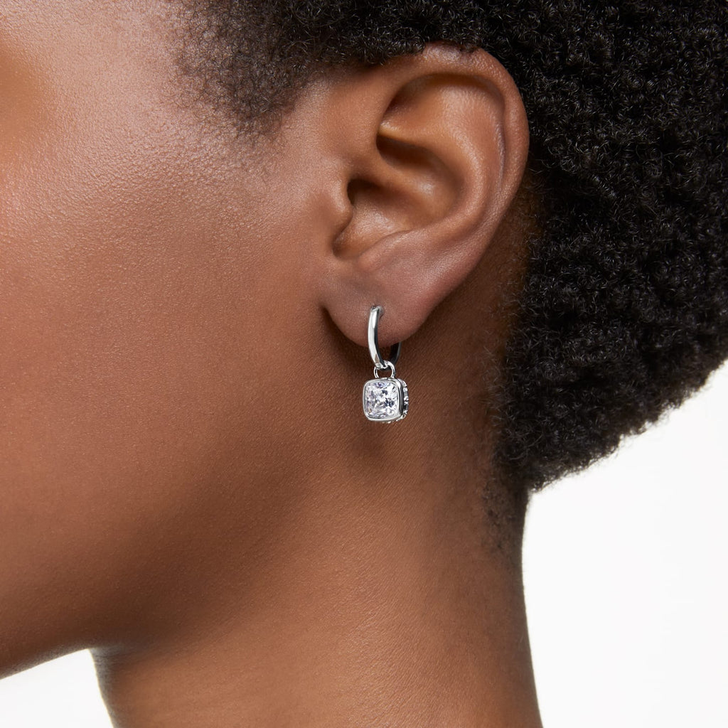 Stilla drop earrings Square cut, White, Rhodium plated - Shukha Online Store