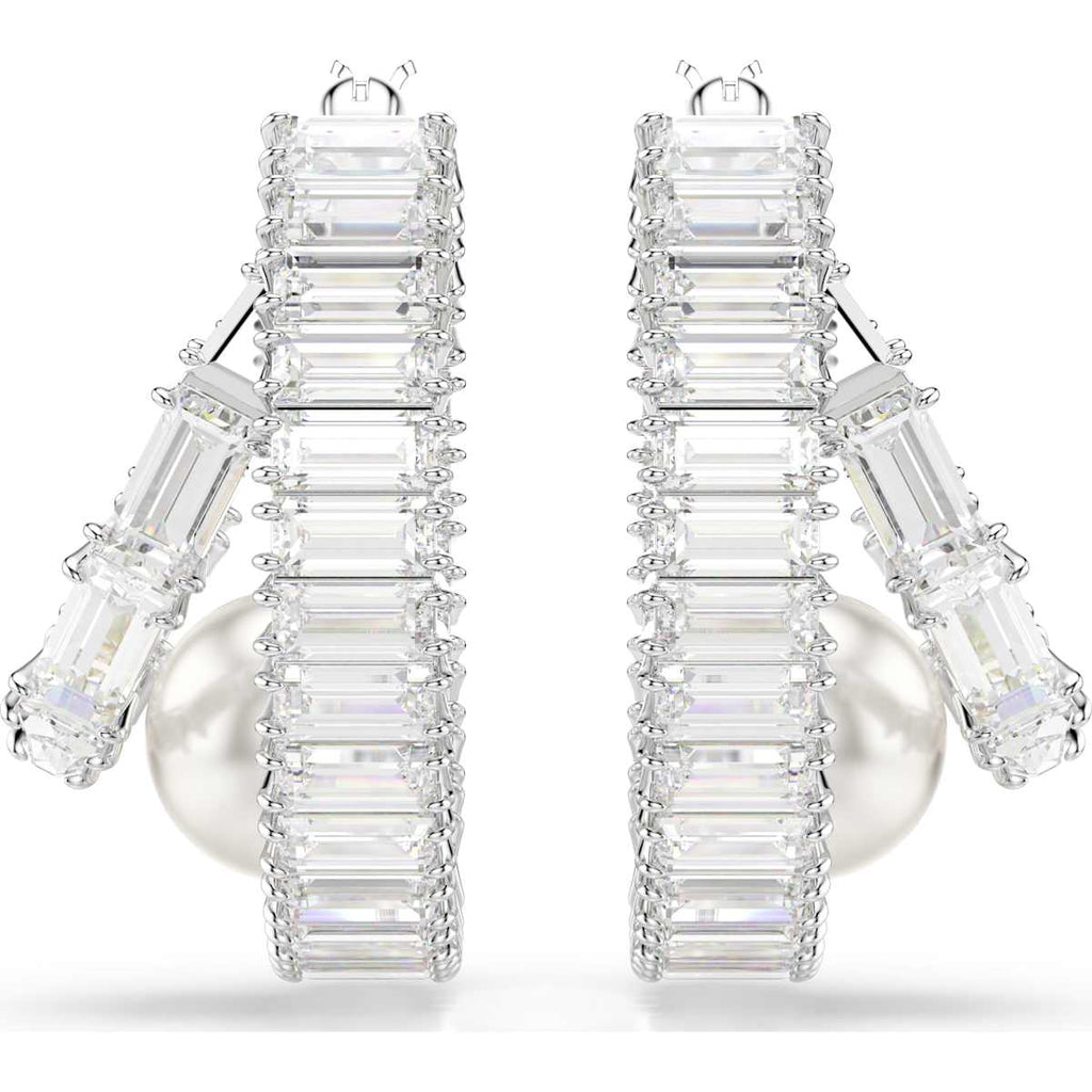 Ariana Grande x Swarovski hoop earrings Crystal pearl, Baguette cut, W