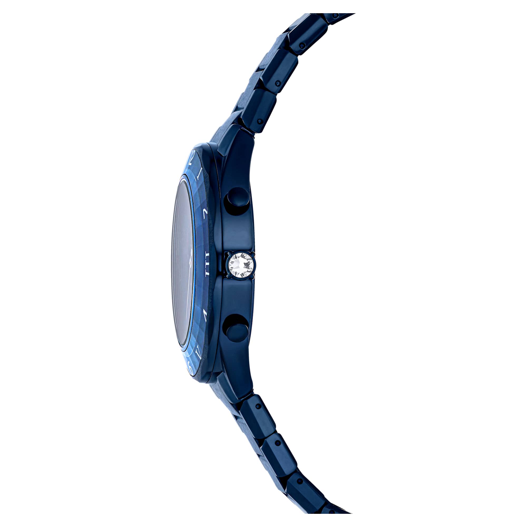 Dextera chrono watch 39mm, Swiss Made, Metal bracelet, Blue, Blue